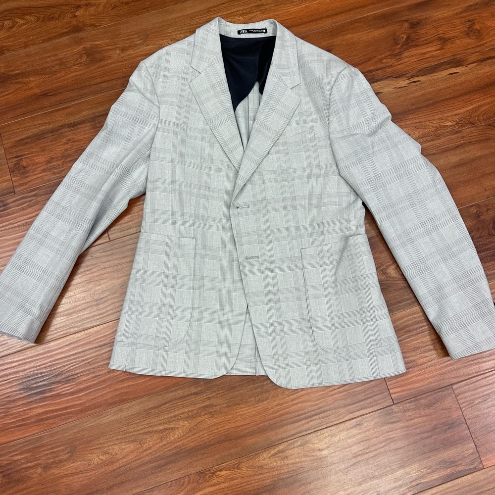 Men's Zara Gray Plaid Blazer